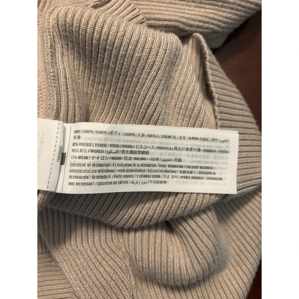 Abercrombie & Fitch Ribbed Scoop Neck Sweater Top Neutral Beige Size L